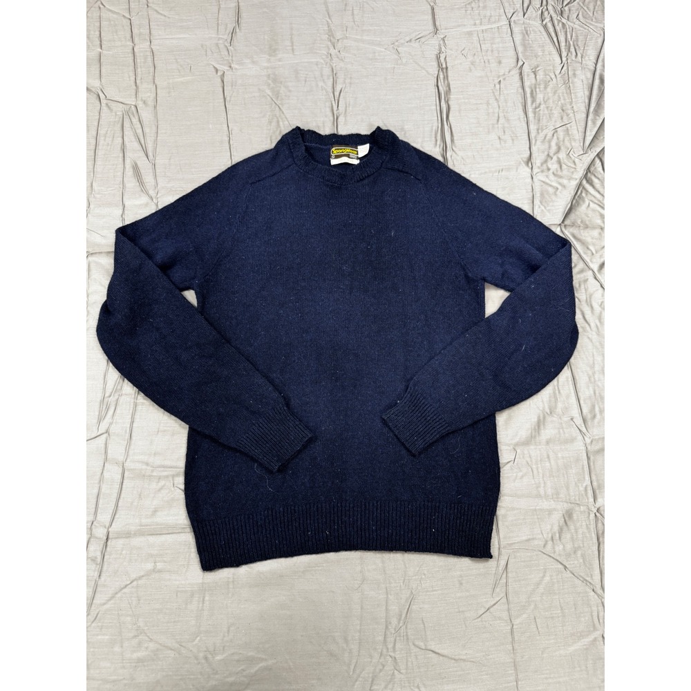 Vintage Sears Sportswear Navy Blue Wool Blend Crewneck Sweater Mens XL Tall
